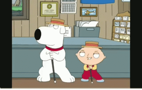 A Cartoon Of A Dog And A Boy With A Cane GIF