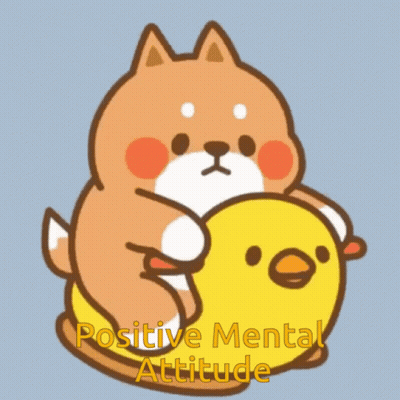 A Cartoon Of A Dog And A Chicken With The Words Positive Mental Attitude GIF