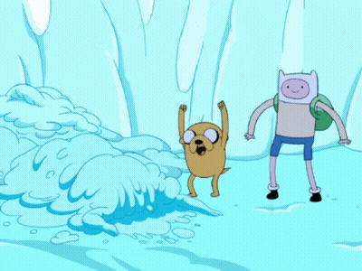 A Cartoon Of A Dog And A Man Standing In A Cave GIF
