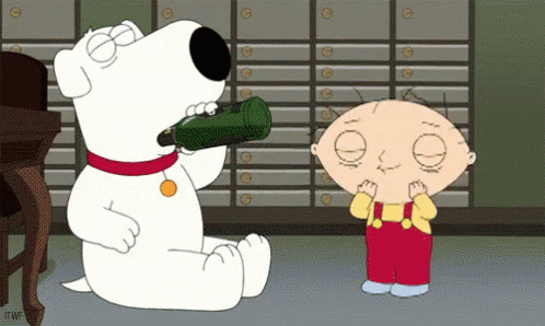 A Cartoon Of A Dog Drinking From A Bottle Next To A Little Boy . GIF
