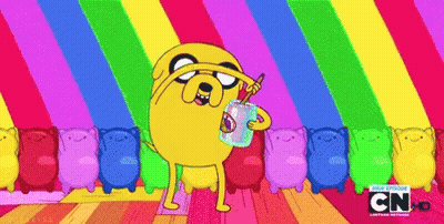 A Cartoon Of A Dog Drinking From A Cup With A Straw And A Cn Logo In The Corner GIF