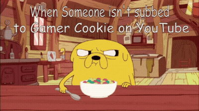 A Cartoon Of A Dog Eating A Bowl Of Cereal With The Caption When Someone Isn 'T Subbed GIF