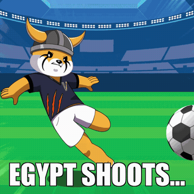 A Cartoon Of A Dog Kicking A Soccer Ball With Egypt Shoots Written Below It GIF
