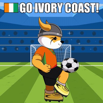 A Cartoon Of A Dog Kicking A Soccer Ball With The Words Go Ivory Coast Below It GIF