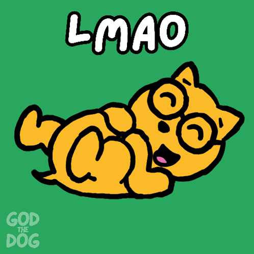 A Cartoon Of A Dog Laying On Its Back With The Words Lmao Above It GIF