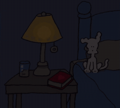 A Cartoon Of A Dog Reaching For A Lamp GIF
