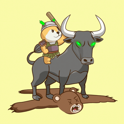 A Cartoon Of A Dog Riding On The Back Of A Bull Holding A Bat GIF