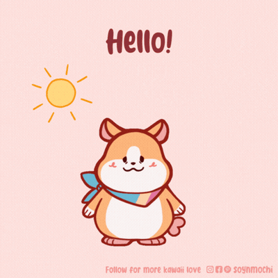 A Cartoon Of A Dog Saying Hello With A Sun Behind Him GIF