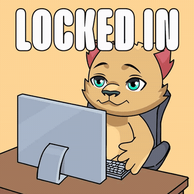 A Cartoon Of A Dog Sitting In Front Of A Computer With The Words " Locked In " Above Him GIF