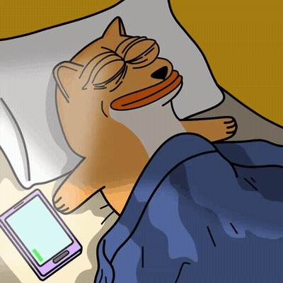 A Cartoon Of A Dog Sleeping Next To A Cellphone GIF