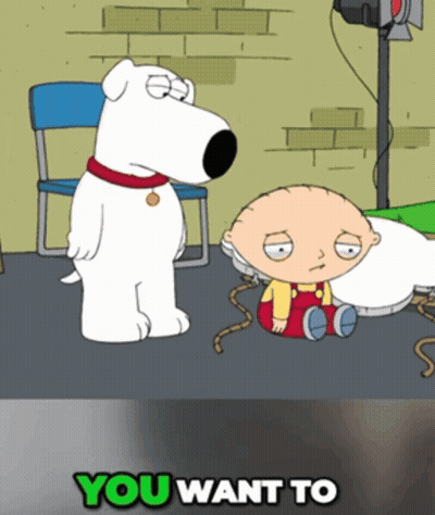 A Cartoon Of A Dog Standing Next To A Baby With The Words " You Want To " On The Bottom GIF