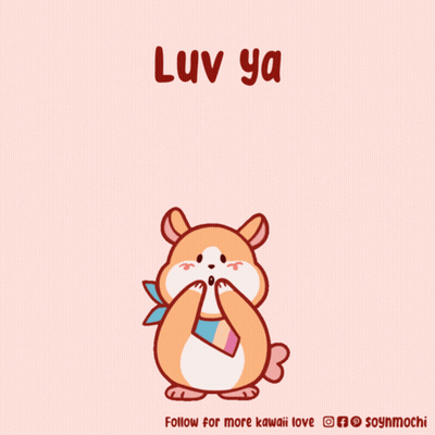 A Cartoon Of A Dog Surrounded By Hearts With The Words Luv Ya GIF