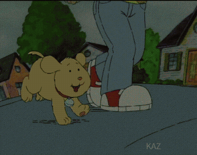 A Cartoon Of A Dog Walking Down The Street With The Caption Every Day When You Re Walking Down The Street GIF