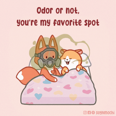 A Cartoon Of A Dog Wearing A Gas Mask And A Fox Laying On A Bed GIF