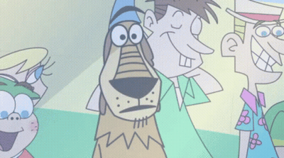 A Cartoon Of A Dog Wearing A Hat And Scarf GIF