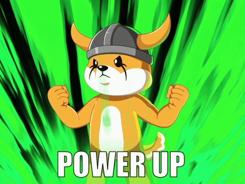 A Cartoon Of A Dog Wearing A Helmet And The Words Power Up GIF