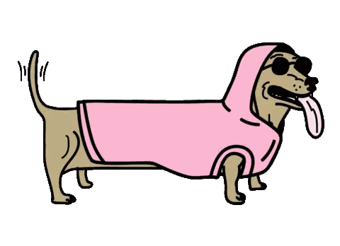 A Cartoon Of A Dog Wearing A Pink Sweater Sticker
