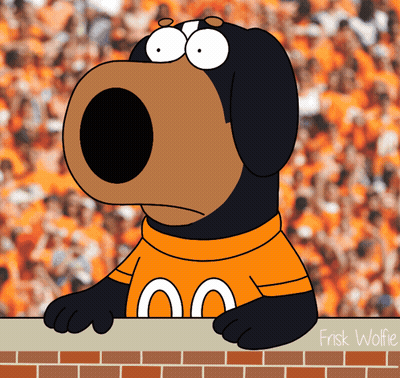 A Cartoon Of A Dog Wearing An Orange Shirt With 00 On It GIF