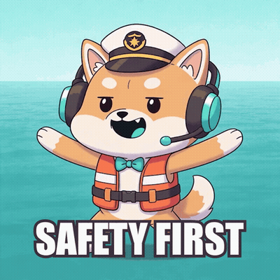 A Cartoon Of A Dog Wearing Headphones And A Life Vest Says " Safety First " GIF