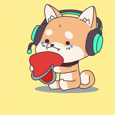 A Cartoon Of A Dog Wearing Headphones And Holding A Red Heart GIF