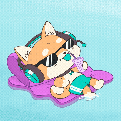 A Cartoon Of A Dog Wearing Headphones And Sunglasses Drinking A Drink GIF