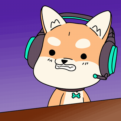A Cartoon Of A Dog Wearing Headphones With A Bone On Its Chest GIF