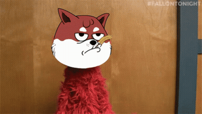 A Cartoon Of A Dog With A Flower In Its Mouth And The Words #Fallontonight Below It GIF