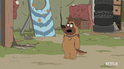 A Cartoon Of A Dog With A Long Tongue And The Word Netflix On The Bottom GIF