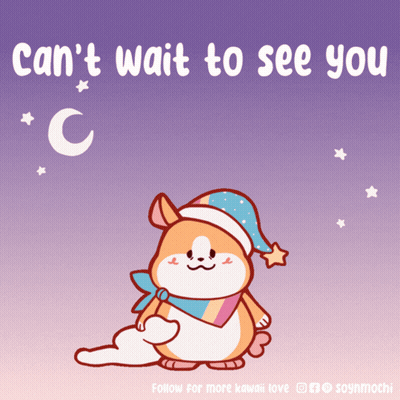 A Cartoon Of A Dog With The Words Can 'T Wait To See You GIF