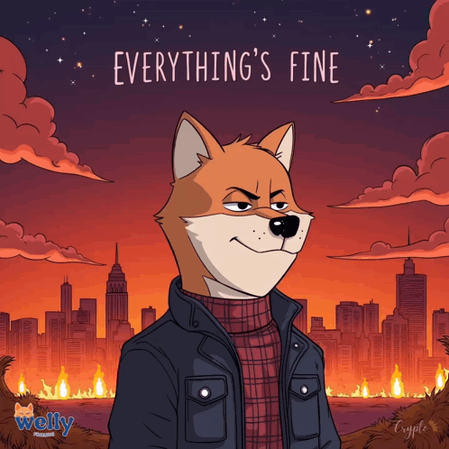 A Cartoon Of A Dog With The Words Everything 'S Fine Written Above It GIF