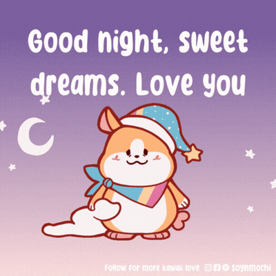 A Cartoon Of A Dog With The Words Good Night Sweet Dreams Love You On The Bottom GIF