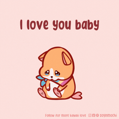 A Cartoon Of A Dog With The Words " I Love You Baby " GIF