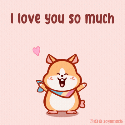 A Cartoon Of A Dog With The Words I Love You So Much Below It GIF