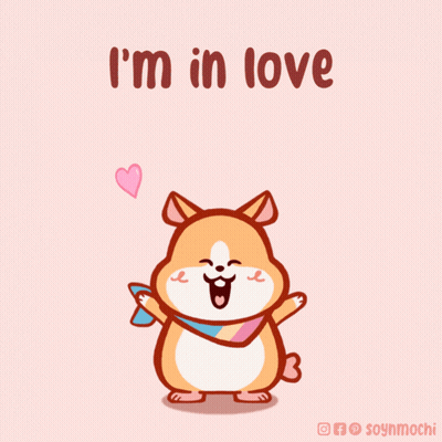 A Cartoon Of A Dog With The Words " I 'M In Love " Below It GIF
