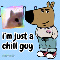A Cartoon Of A Dog With The Words " I 'M Just A Chill Guy " GIF