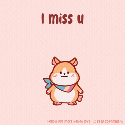 A Cartoon Of A Dog With The Words " I Miss U " On The Bottom GIF
