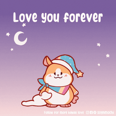 A Cartoon Of A Dog With The Words Love You Forever On The Bottom GIF