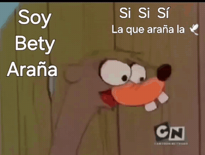 A Cartoon Of A Dog With The Words " Soy Bety Araña " On The Bottom GIF