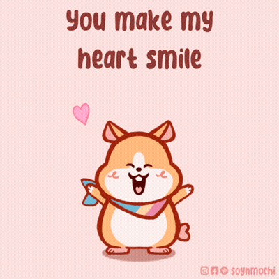 A Cartoon Of A Dog With The Words " You Make My Heart Smile " Above It GIF