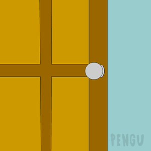 A Cartoon Of A Door With A No Sign On It GIF