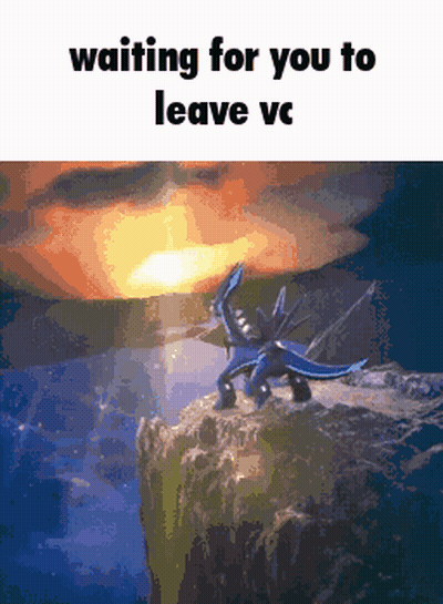 A Cartoon Of A Dragon On A Rock With The Words Waiting For You To Leave Vc Below It GIF
