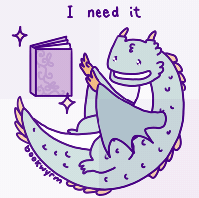 A Cartoon Of A Dragon Reading A Book With The Words " I Need It " Written Below It GIF