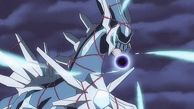 A Cartoon Of A Dragon With Chains Around It And A Black Hole In The Middle . GIF