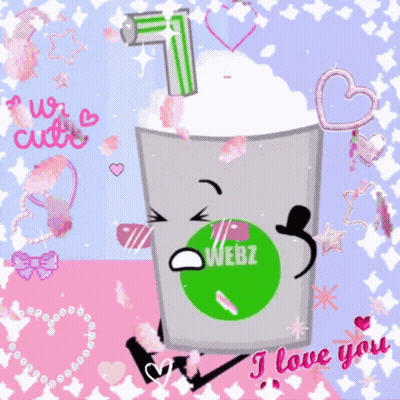 A Cartoon Of A Drink That Says Webz And Says I Love You GIF