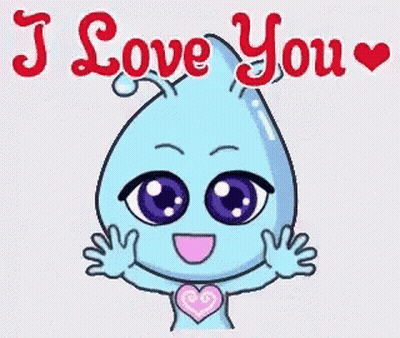 A Cartoon Of A Drop Of Water Saying `` I Love You '' GIF