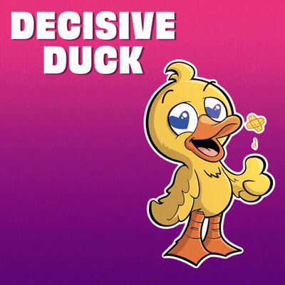 A Cartoon Of A Duck Giving A Thumbs Up With The Words Decisive Duck Below It GIF