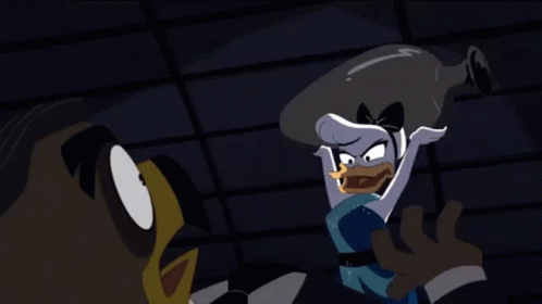 A Cartoon Of A Duck Holding A Piece Of Paper In Its Mouth GIF