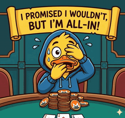 A Cartoon Of A Duck Sitting At A Table With A Banner That Says I Promised I Wouldn 'T GIF