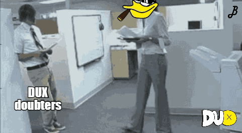 Duck Smoking Cigar With Dux Doubters Behind GIF