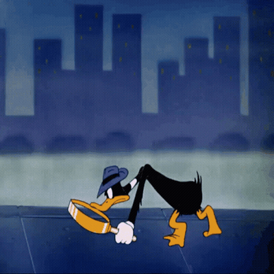 A Cartoon Of A Duck Wearing A Hat And Collar GIF